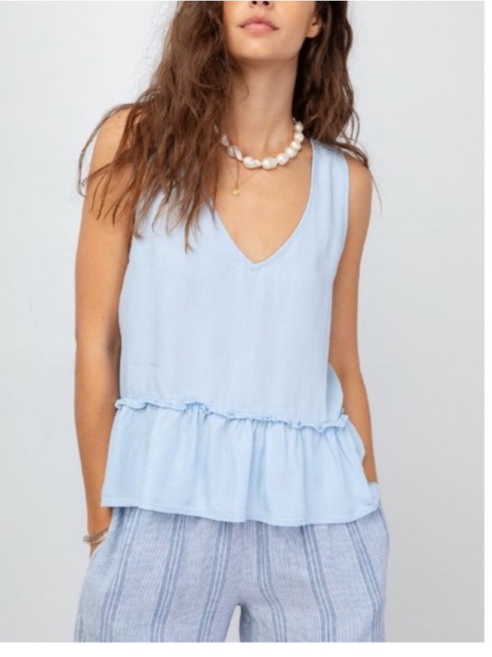 Rails Mira Light Vintage V Neck Peplum tank